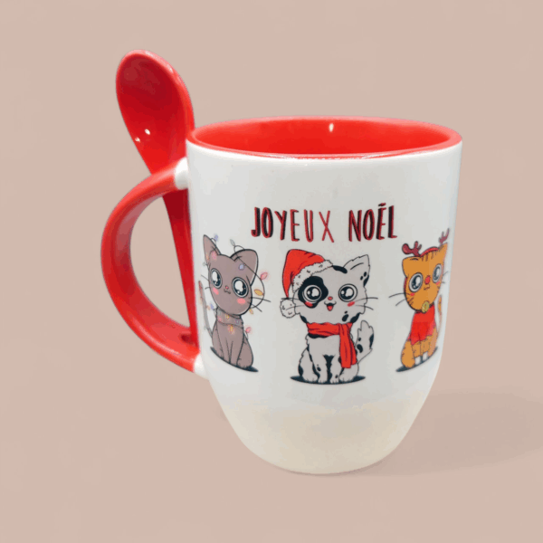 Mug cuillère Noël Chatons