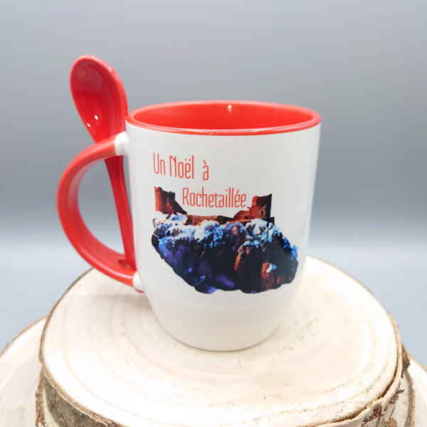 mug cuillère bicolore rouge noel