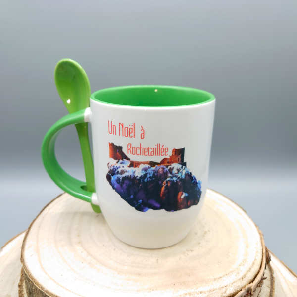Mug cuillère bicolore vert château de Rochetaillée