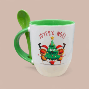 Mug cuillère Noël Rennes vert