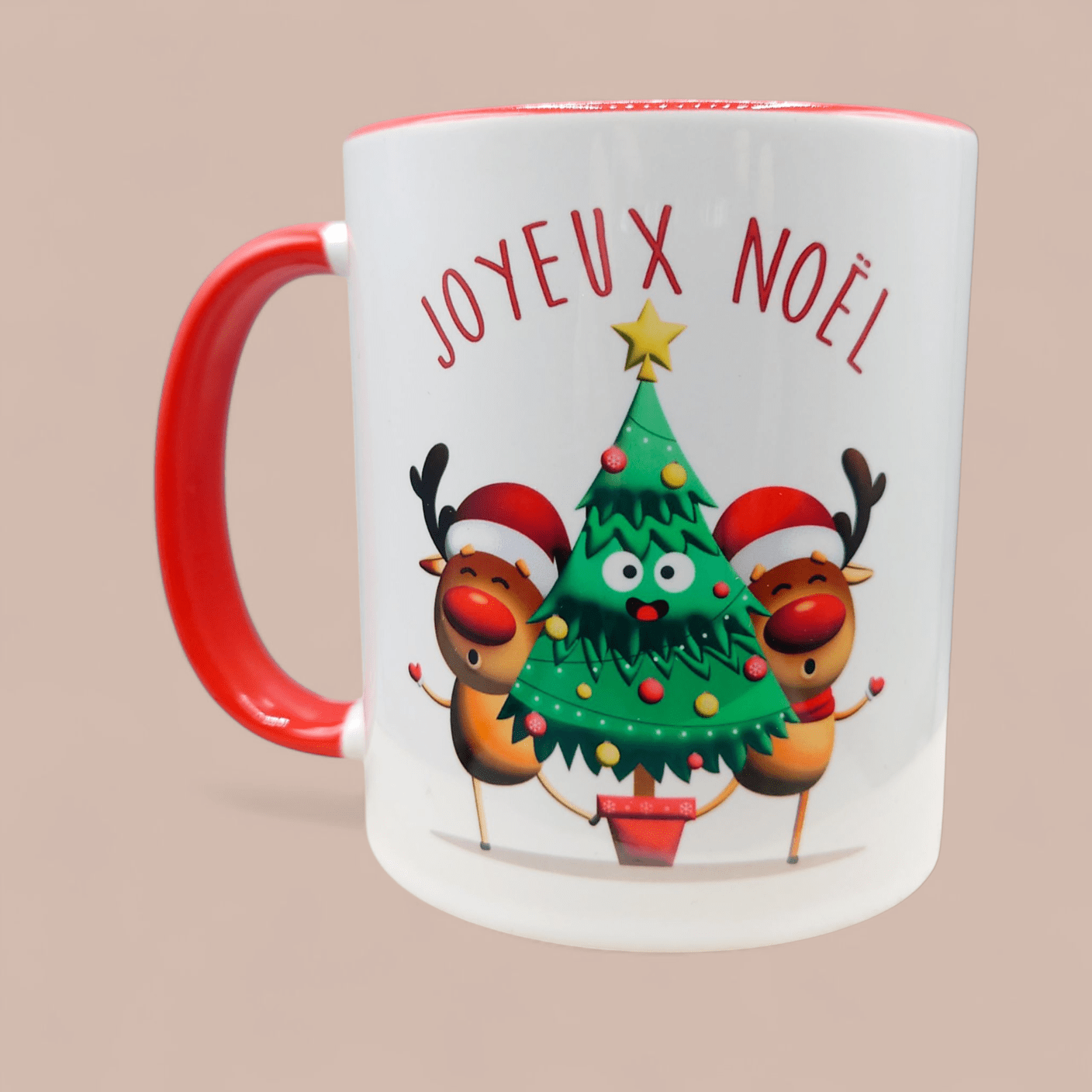 Mug rennes de Noël rouge